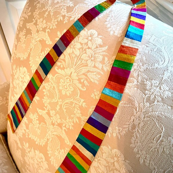 Raw silk hair tie or sash - Picture 4 of 7